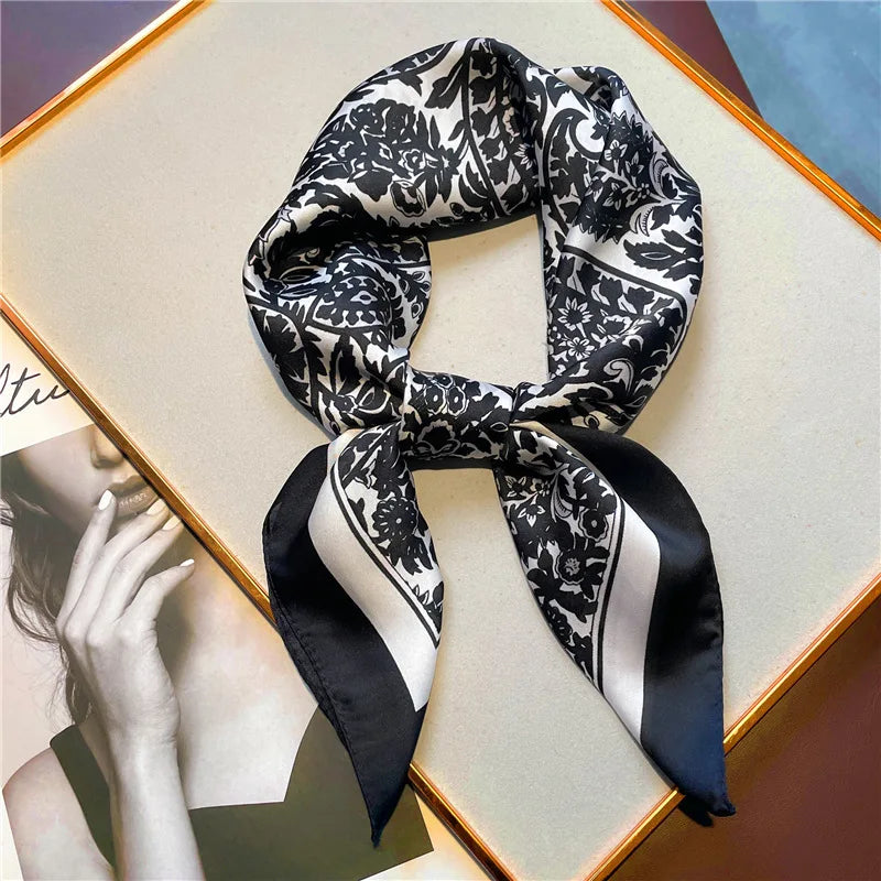 Paisley Print Square Scarf | Soft Satin Bandana &amp; Vintage Head Wrap | Windproof Beach Shawl - Smooth Wigs