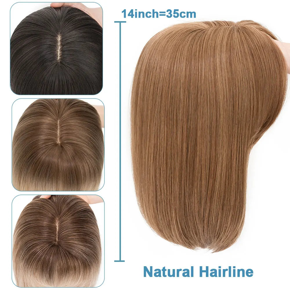 Benehair 14'' &amp; 18'' Synthetic Hair Toppers with Bangs | 6x6 Clip-In Top Hairpiece | Long Straight Wig Extensions for Women by SmoothWigs - Smooth Wigs