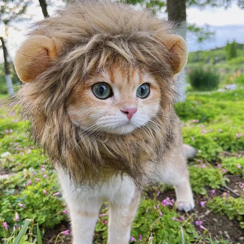 Funny Lion Mane Costume for Cats &amp; Dogs | Cute Pet Wig with Ears | Perfect for Parties &amp; Cosplay - Smooth Wigs