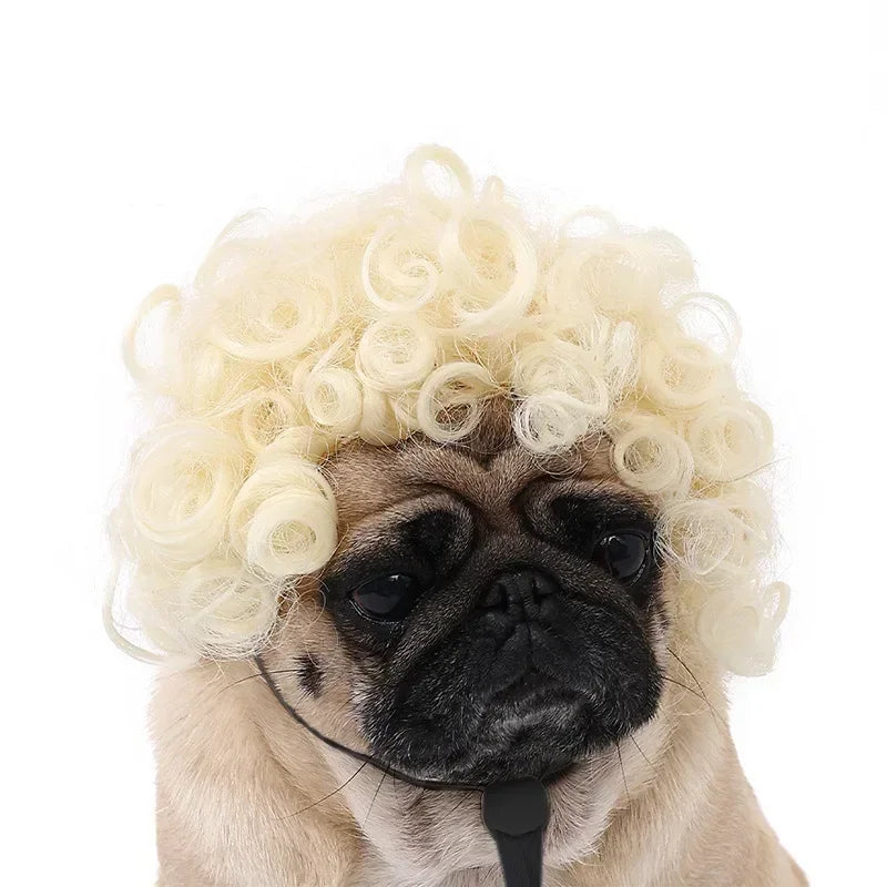 Pet Wig for Dogs & Cats | Curly Straight Hair Options | DIY Trim Halloween Costume Accessories - Smooth Wigs