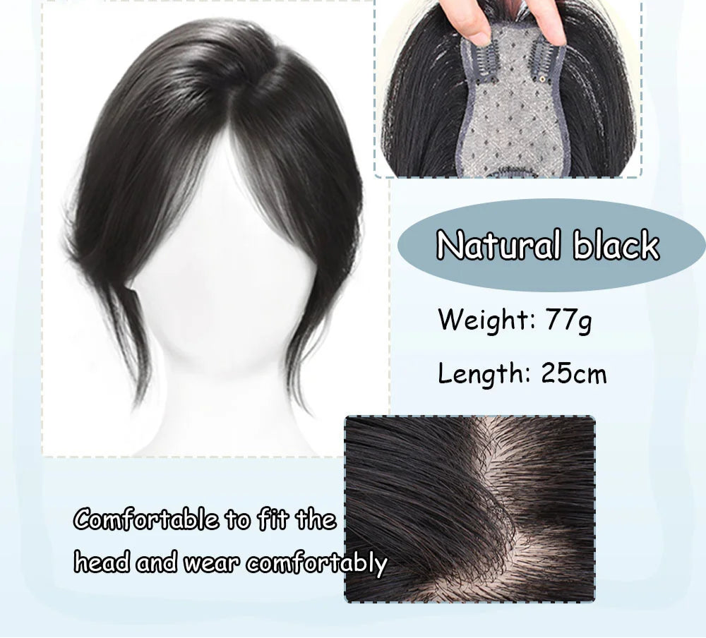 Synthetic Full Bangs Wig | Eight-Character Bangs Hairpiece for Women | Cover White Hair with Natural-Looking Top Wig by SmoothWigs - Smooth Wigs