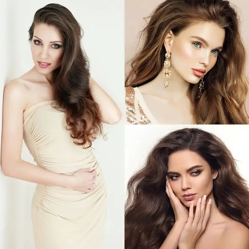 7-Piece 22-Inch Clip-In Hair Extensions | Long Curly Wavy Synthetic Hair Pieces | Natural-Looking Full Head Extensions for Women & Girls - Smooth Wigs