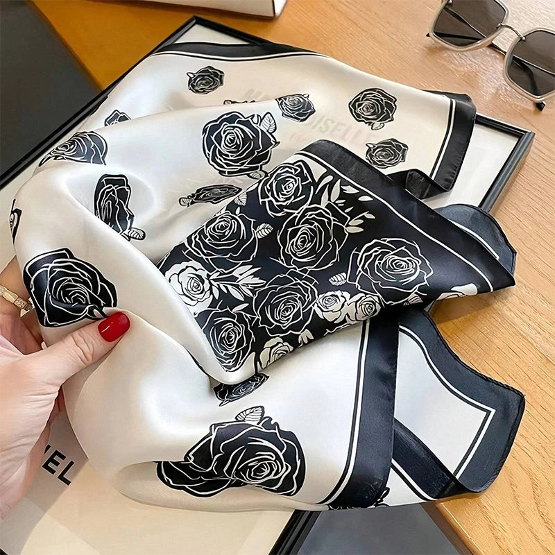 2025 Luxury Silk Leopard Print Scarf | Women's Square Beach Wrap &amp; Headband | Versatile Echarpe Shawl - Smooth Wigs
