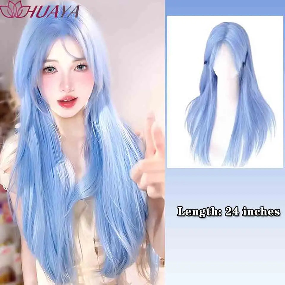 Long Curly White Gold Wig | Full Head Eight-Character Bangs | Nautral Wig with Big Waves by SmoothWigs - Smooth Wigs