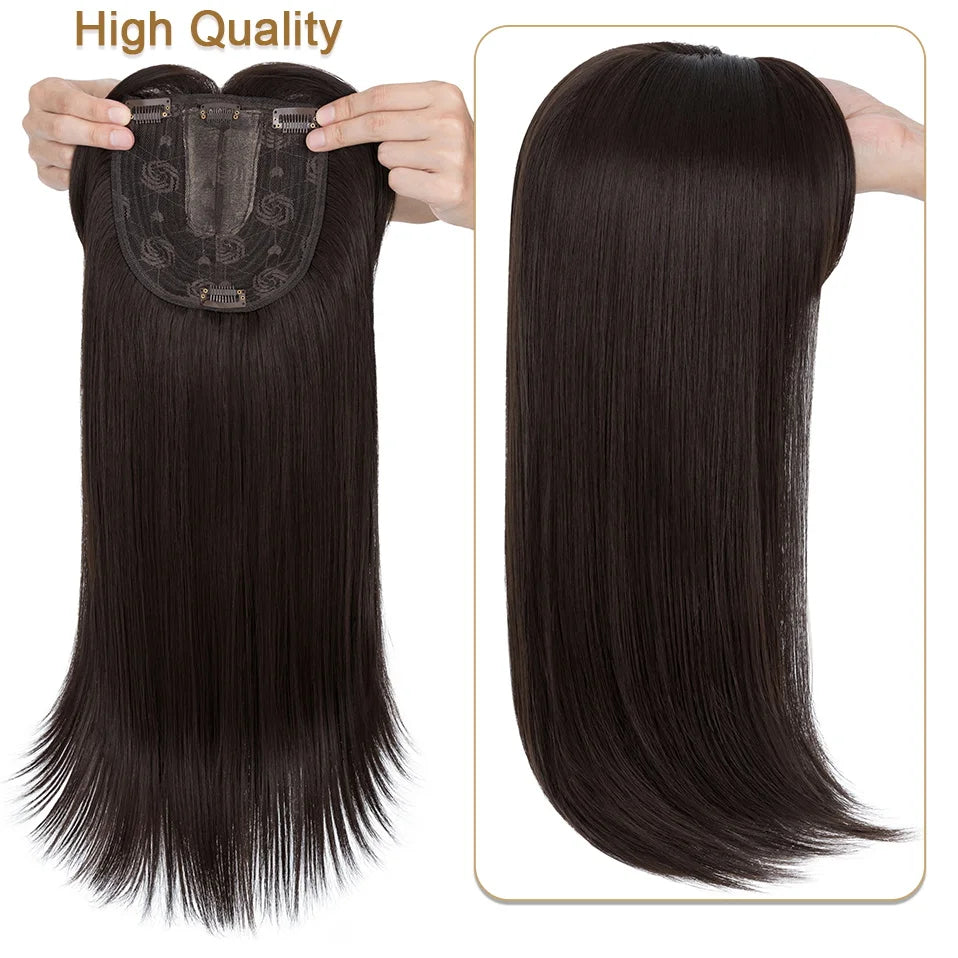 Benehair 14'' &amp; 18'' Synthetic Hair Toppers with Bangs | 6x6 Clip-In Top Hairpiece | Long Straight Wig Extensions for Women by SmoothWigs - Smooth Wigs