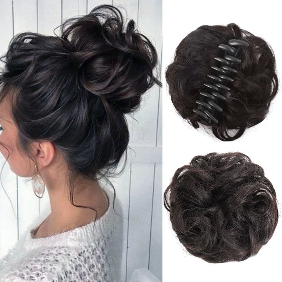 Chignon Messy Bun | Wavy Curly Claw Clip Hairpiece | Ponytail Extensions for Women - Smooth Wigs