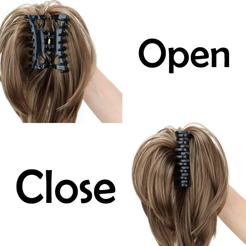 Messy Bun Hairpiece | Short Straight Chignon Ponytail with Claw Clip | Tousled Updo Extensions for Women - Smooth Wigs