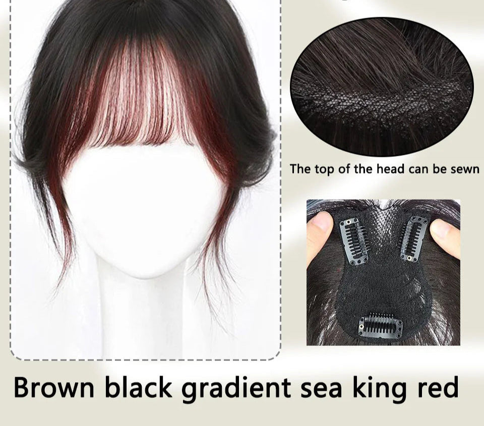 Synthetic Full Bangs Wig | Eight-Character Bangs Hairpiece for Women | Cover White Hair with Natural-Looking Top Wig by SmoothWigs - Smooth Wigs