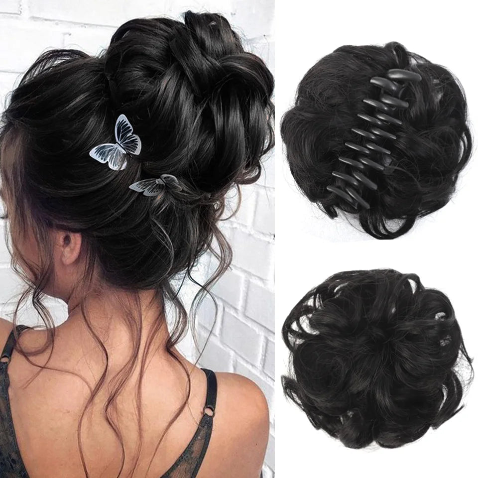 Chignon Messy Bun | Wavy Curly Claw Clip Hairpiece | Ponytail Extensions for Women - Smooth Wigs