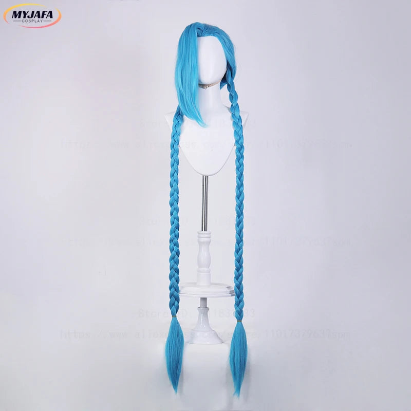 Jinx Cosplay Wig | Long Braided Blue Hair with Heat Resistance | Perfect for League of Legends & Anime Fans - Smooth Wigs
