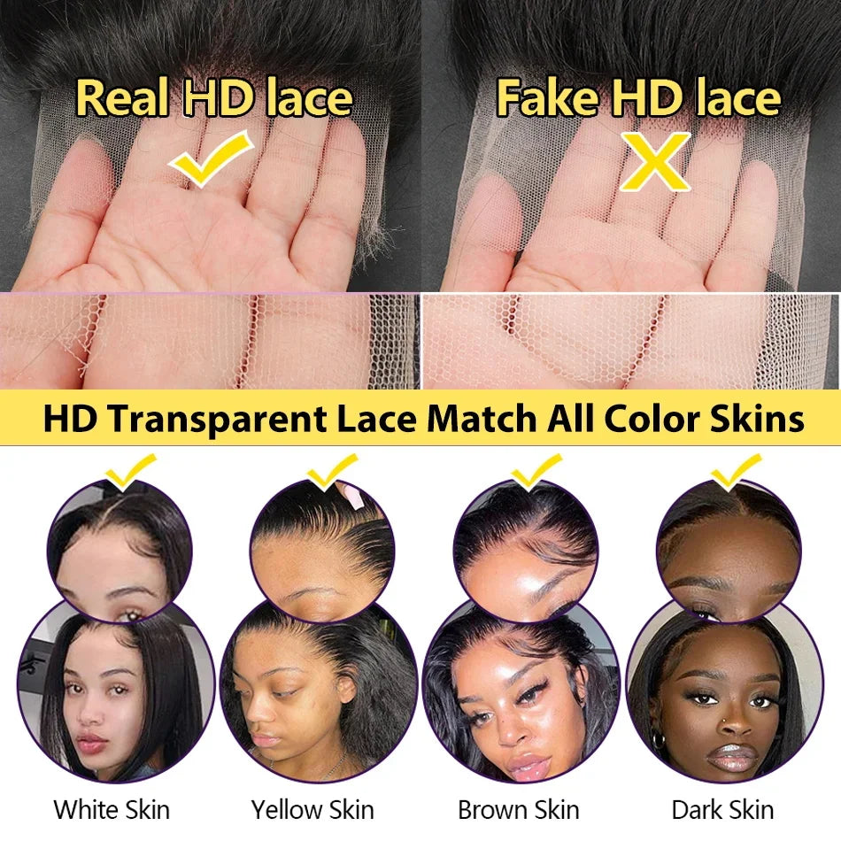 13x4  Straight Lace Front Wig 13x6 Hd Transparent | 30 40 Inch 100% Human Hair Wigs 360 Lace Frontal Wig - Smooth Wigs