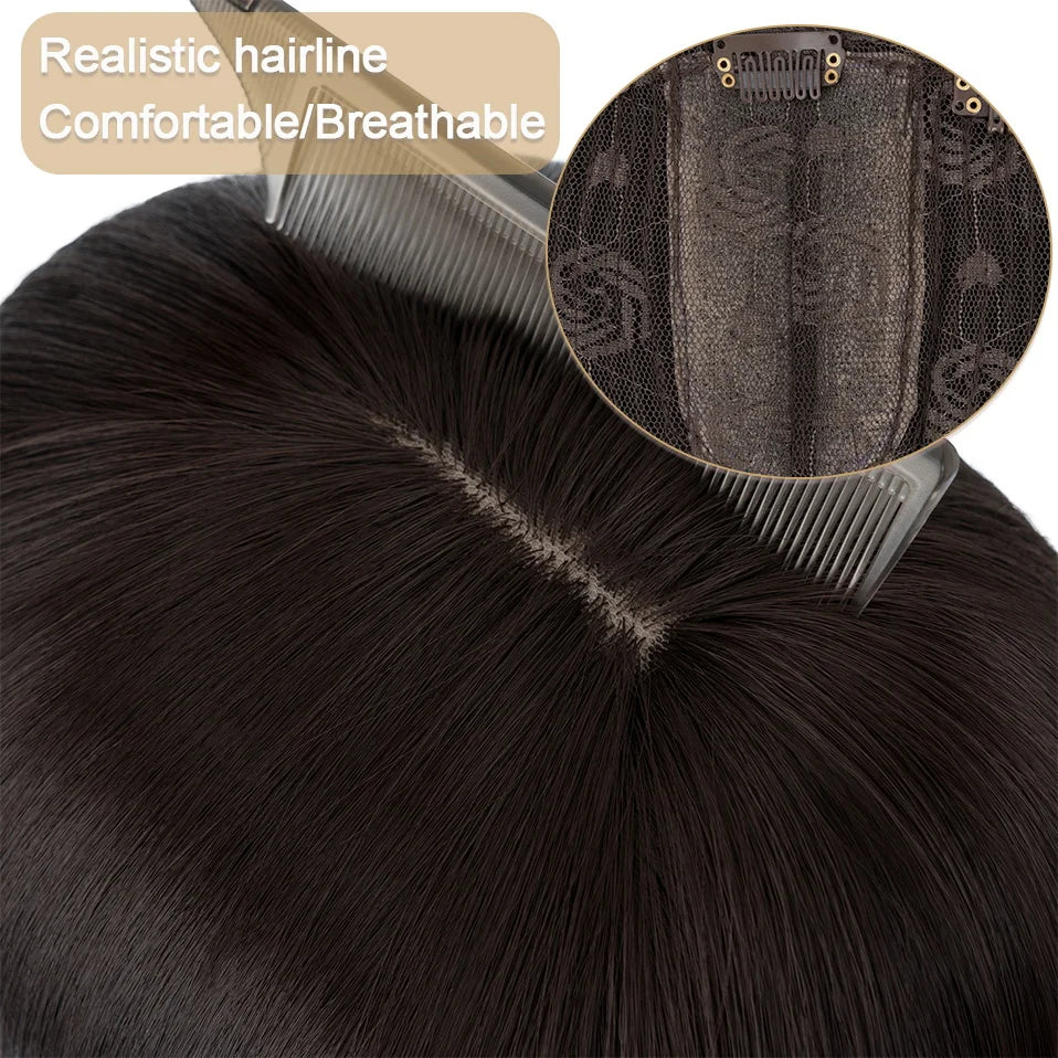 18-Inch Straight Hair Topper with Bangs | Synthetic Hairpiece for Adding Volume &Coverage | Women's Hair Extension Solution - Smooth Wigs