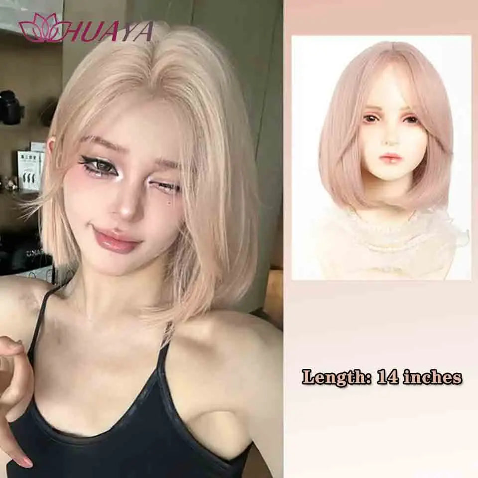 Long Curly White Gold Wig | Full Head Eight-Character Bangs | Nautral Wig with Big Waves by SmoothWigs - Smooth Wigs
