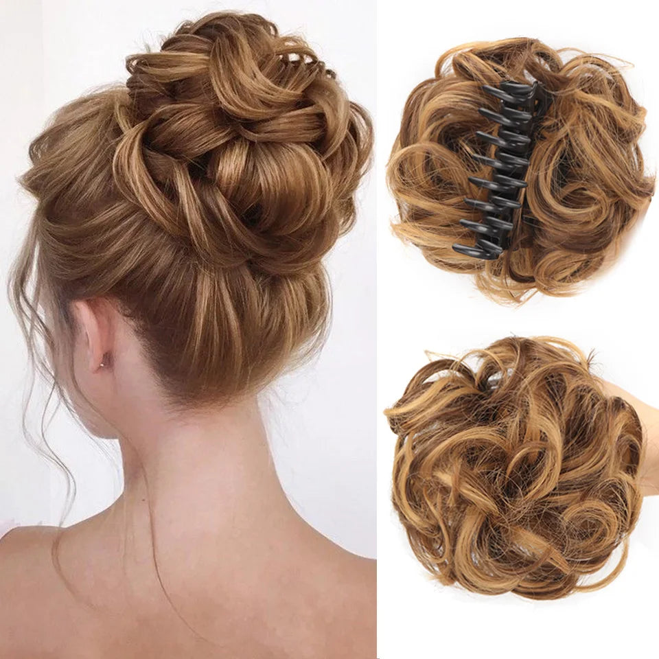 Chignon Messy Bun | Wavy Curly Claw Clip Hairpiece | Ponytail Extensions for Women - Smooth Wigs