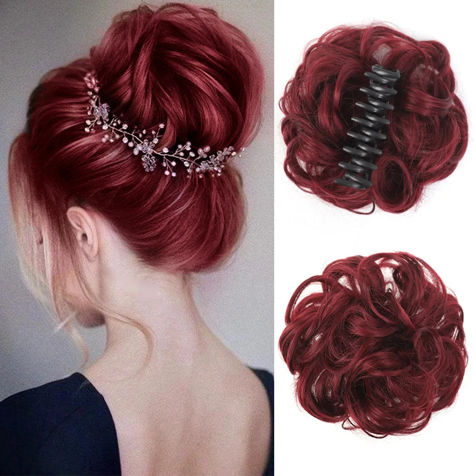 Chignon Messy Bun | Wavy Curly Claw Clip Hairpiece | Ponytail Extensions for Women - Smooth Wigs