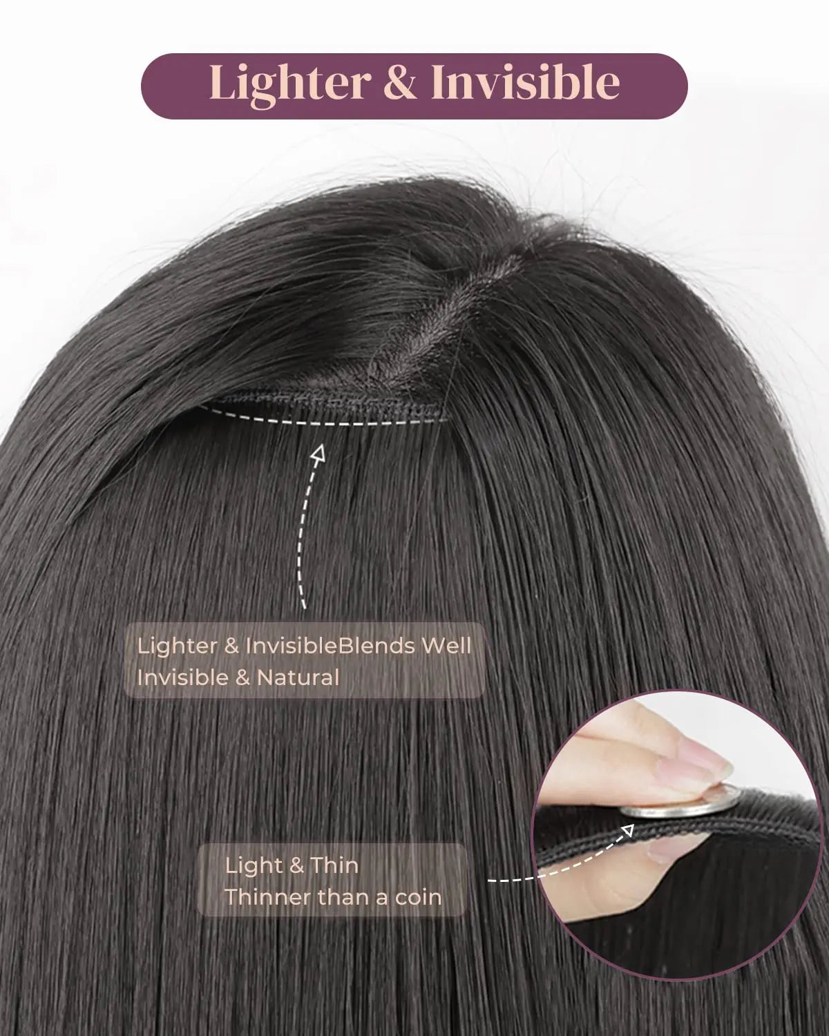 Clip-In Hair Extensions | Thick Long Lace Weft Synthetic Hairpieces for Women | Lightweight &amp; Easy to Style - Smooth Wigs