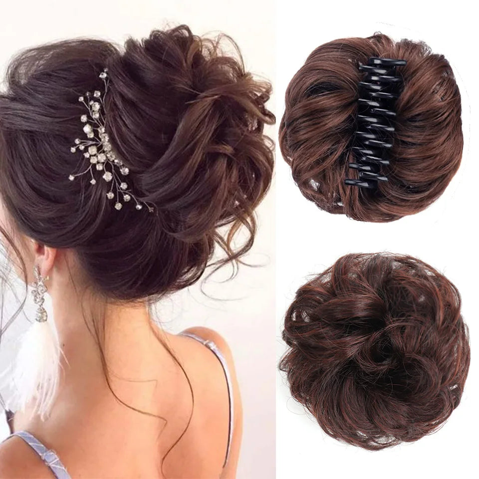 Chignon Messy Bun | Wavy Curly Claw Clip Hairpiece | Ponytail Extensions for Women - Smooth Wigs