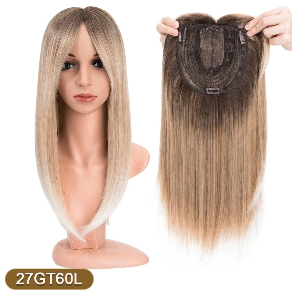18-Inch Straight Hair Topper with Bangs | Synthetic Hairpiece for Adding Volume &Coverage | Women's Hair Extension Solution - Smooth Wigs