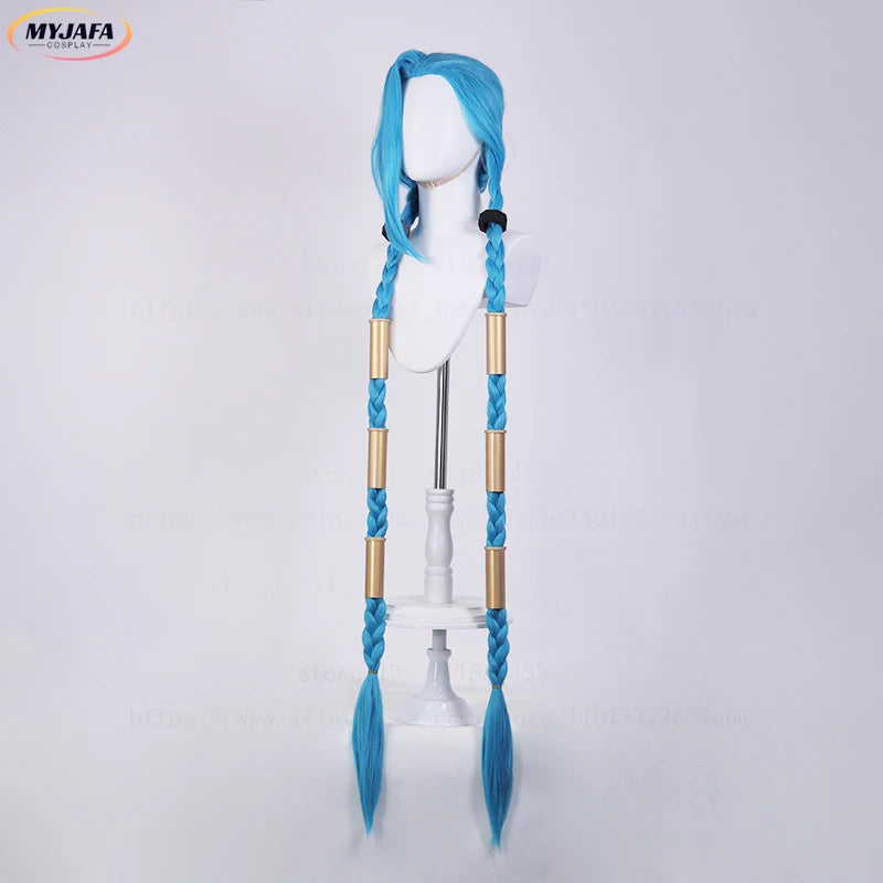 Jinx Cosplay Wig | Long Braided Blue Hair with Heat Resistance | Perfect for League of Legends & Anime Fans - Smooth Wigs