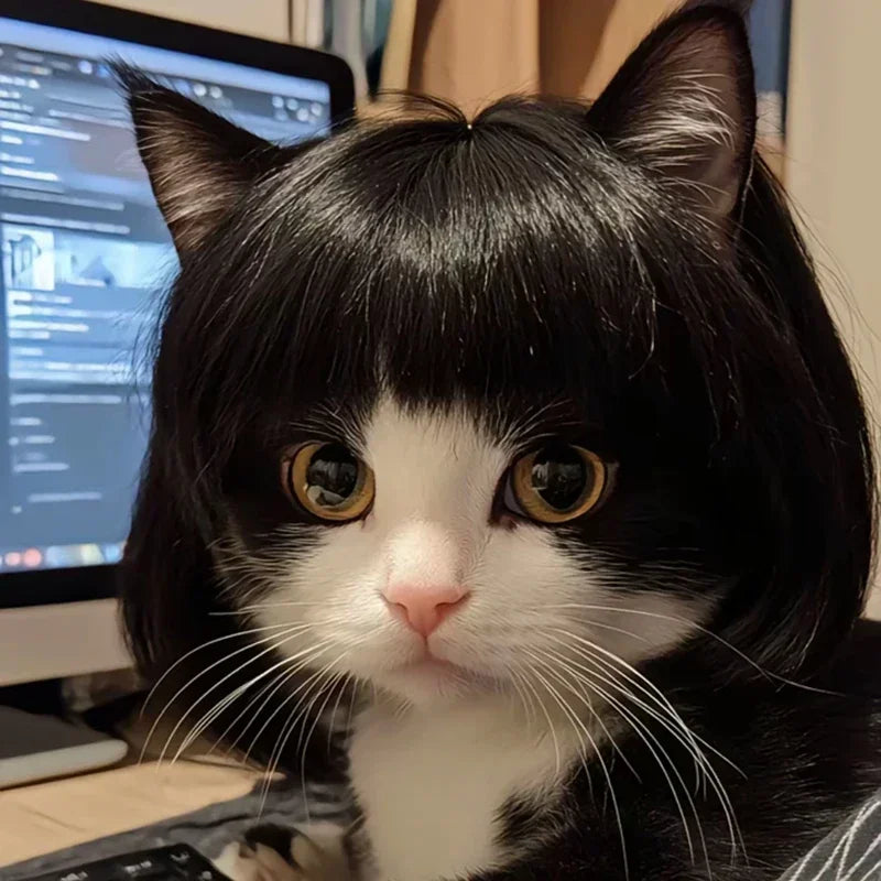 Pet Wig for Dogs & Cats | Curly Straight Hair Options | DIY Trim Halloween Costume Accessories - Smooth Wigs