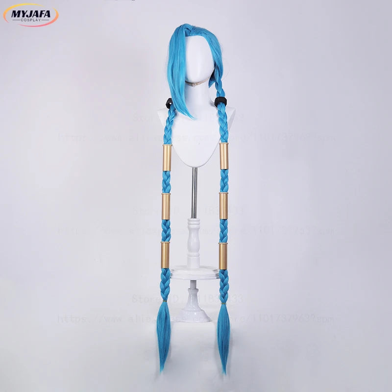 Jinx Cosplay Wig | Long Braided Blue Hair with Heat Resistance | Perfect for League of Legends & Anime Fans - Smooth Wigs