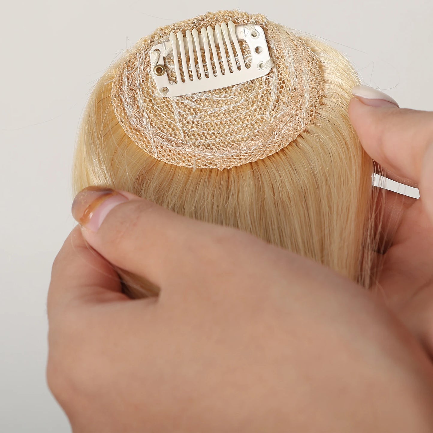4.5-Inch Platinum Blonde Remy Human Hair Bangs | Clip-In Fringe Hairpiece for Women | 100% Human Hair Bangs Extension - Smooth Wigs