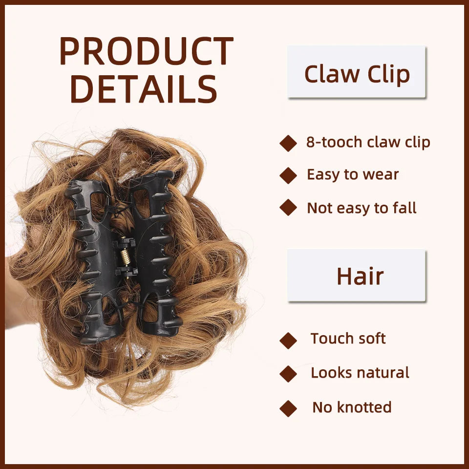 Chignon Messy Bun | Wavy Curly Claw Clip Hairpiece | Ponytail Extensions for Women - Smooth Wigs