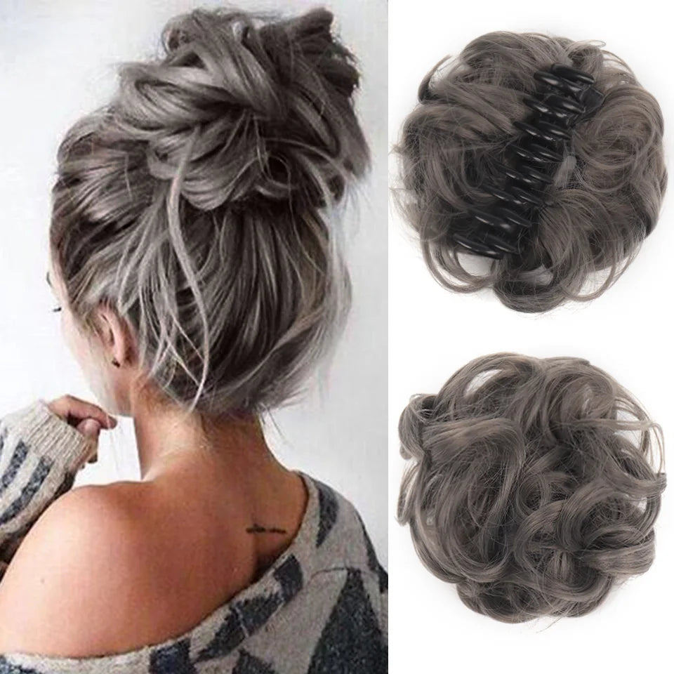 Chignon Messy Bun | Wavy Curly Claw Clip Hairpiece | Ponytail Extensions for Women - Smooth Wigs