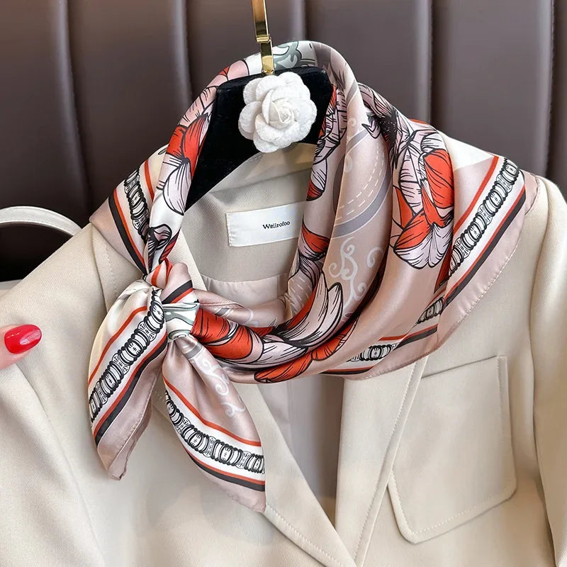 2025 Luxury Silk Leopard Print Scarf | Women's Square Beach Wrap &amp; Headband | Versatile Echarpe Shawl - Smooth Wigs