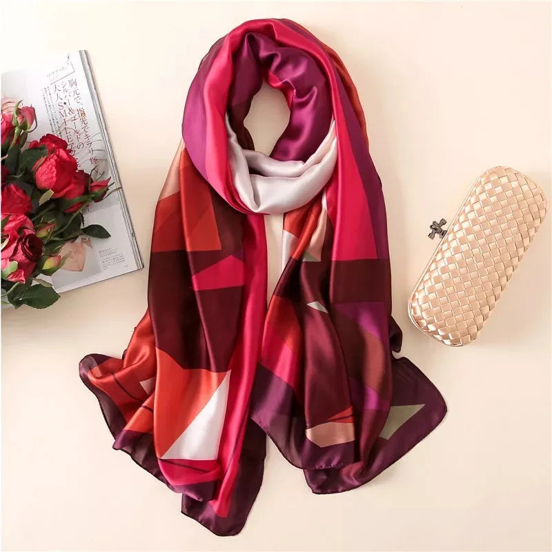 180x90cm Luxury Silk Scarf | Women's Summer Shawl &amp; Beach Wrap | Designer Bandana for Ladies - Smooth Wigs
