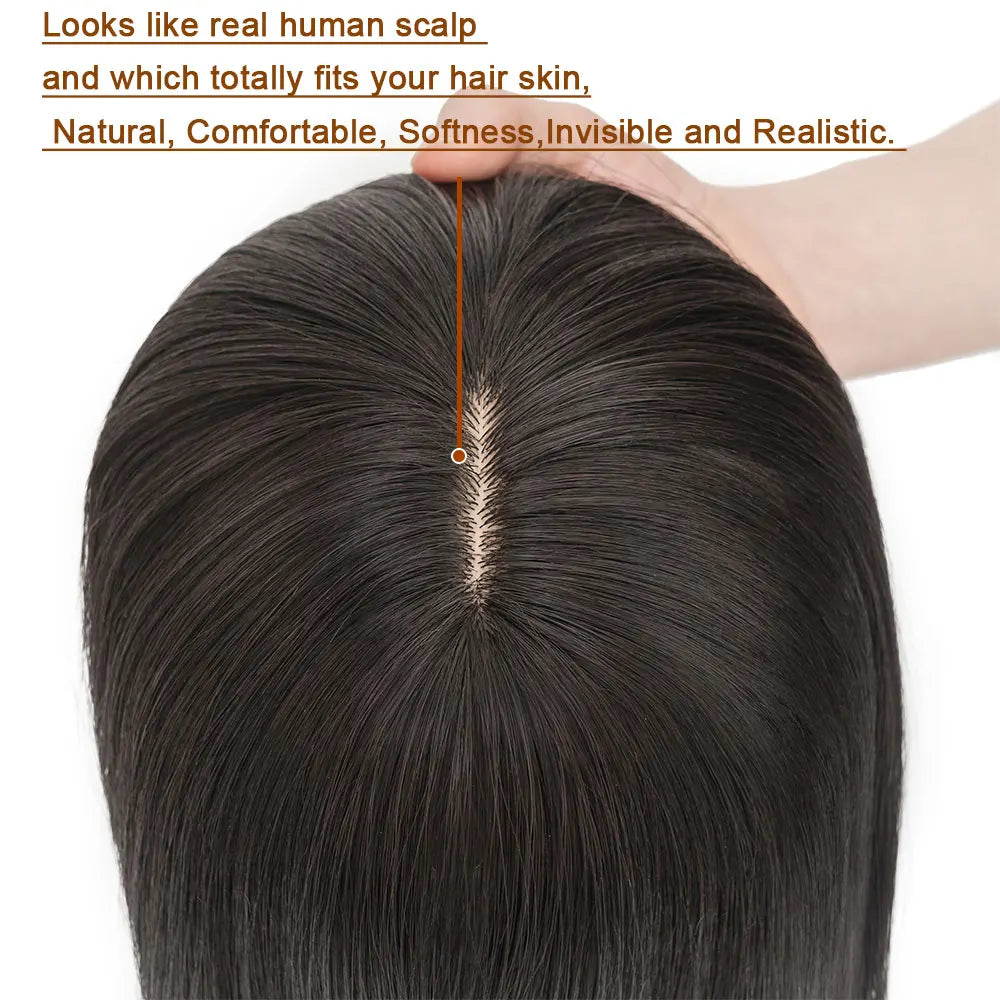 Benehair 14'' &amp; 18'' Synthetic Hair Toppers with Bangs | 6x6 Clip-In Top Hairpiece | Long Straight Wig Extensions for Women by SmoothWigs - Smooth Wigs