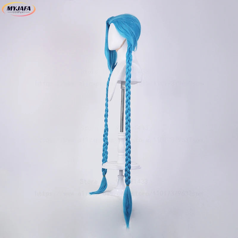 Jinx Cosplay Wig | Long Braided Blue Hair with Heat Resistance | Perfect for League of Legends & Anime Fans - Smooth Wigs