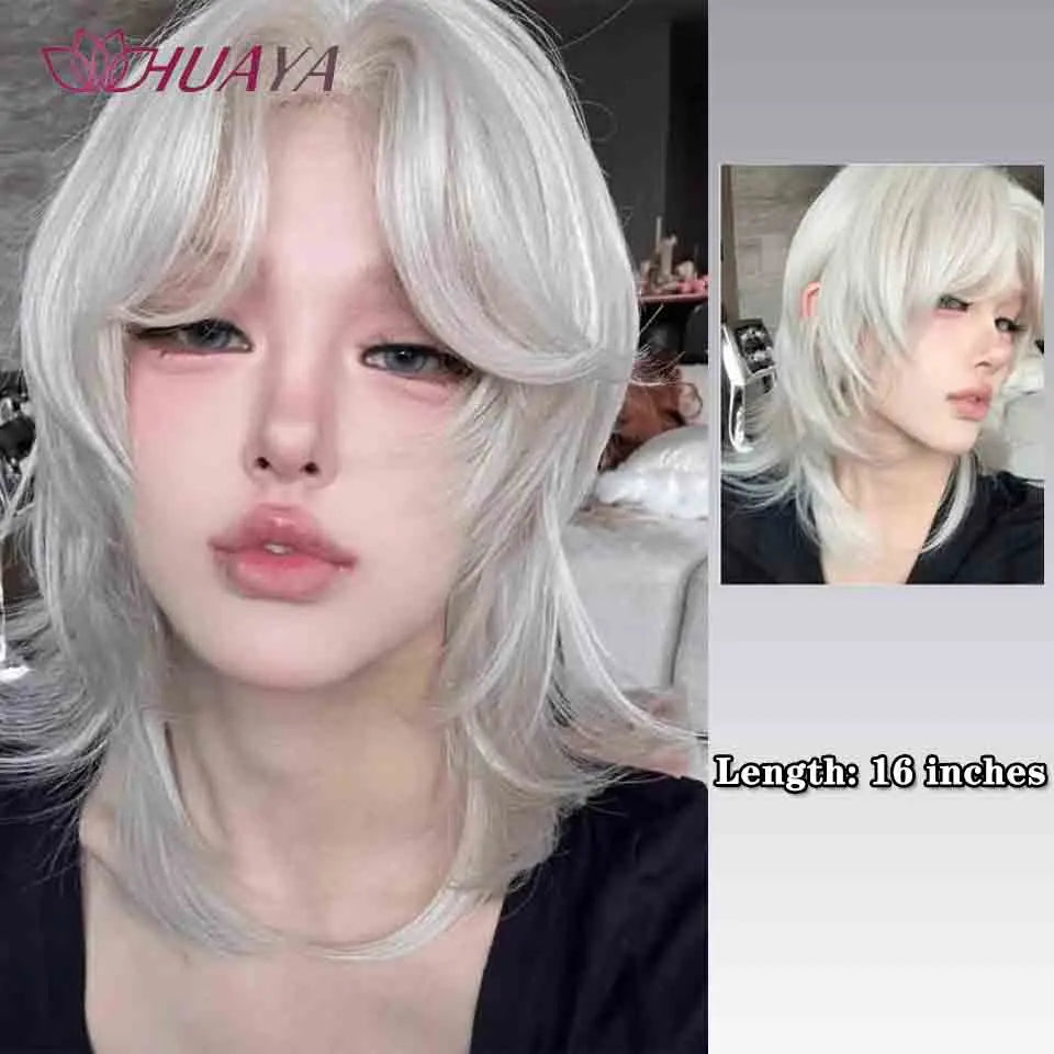 Long Curly White Gold Wig | Full Head Eight-Character Bangs | Nautral Wig with Big Waves by SmoothWigs - Smooth Wigs