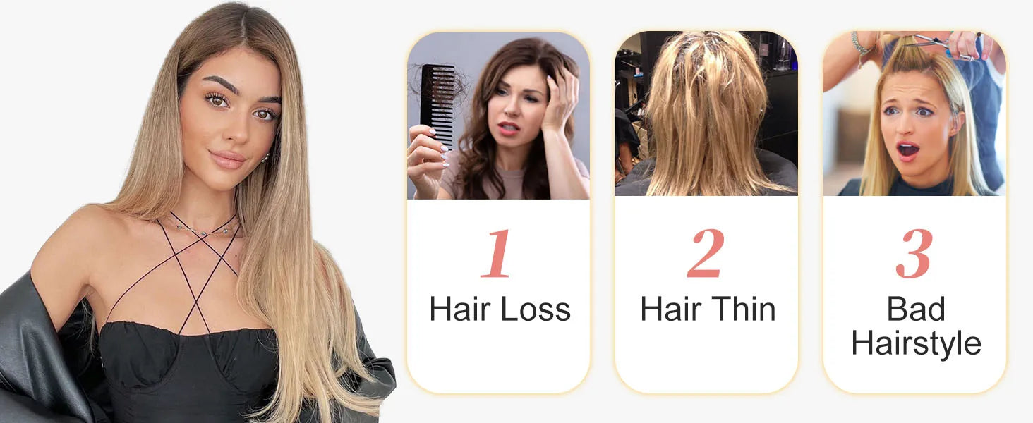 Clip-In Hair Extensions | Thick Long Lace Weft Synthetic Hairpieces for Women | Lightweight &amp; Easy to Style - Smooth Wigs