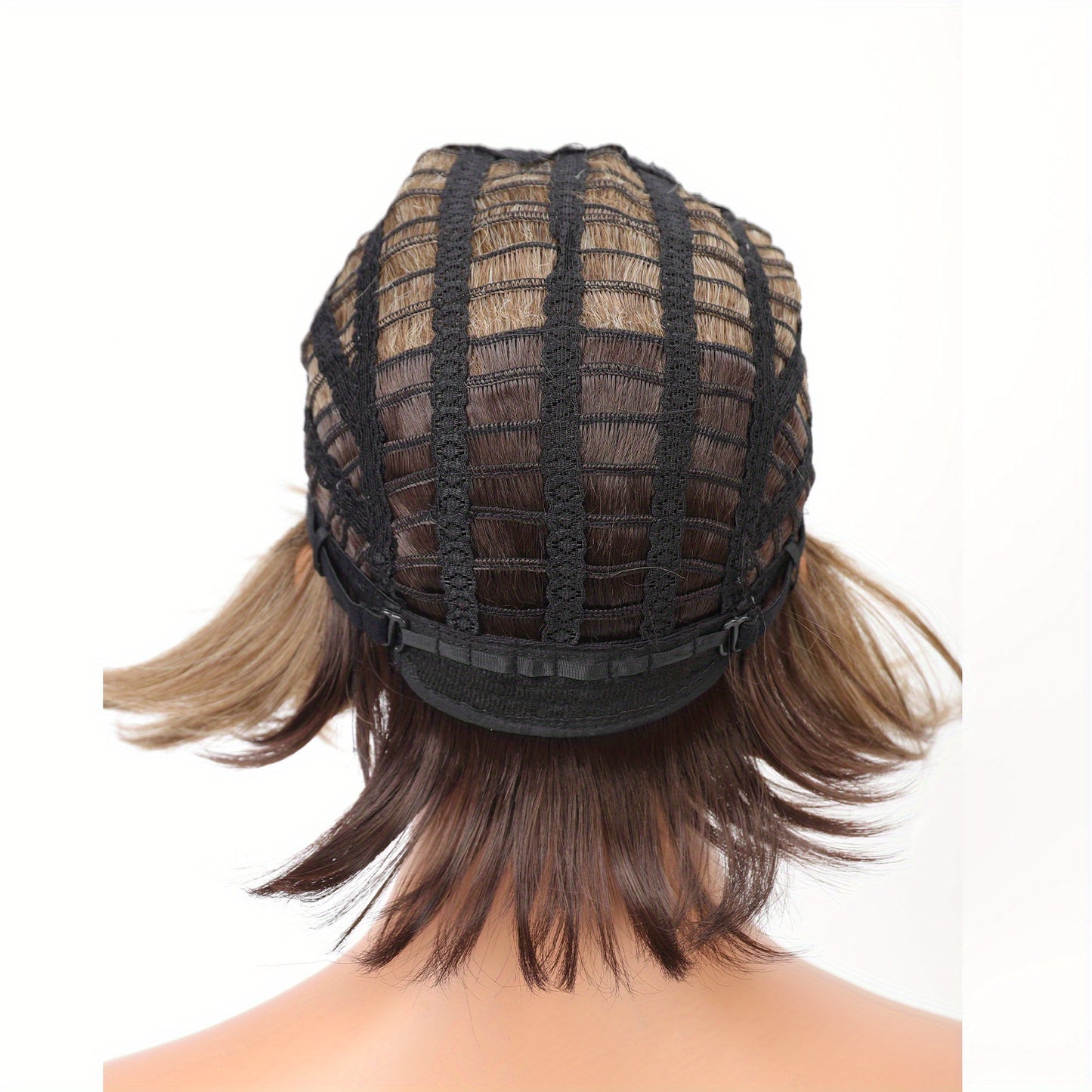 Stylish Highlight Brown Pixie Cut Wig with Bangs - Perfect for Women and Girls - Short Straight Synthetic Non-Lace Wig