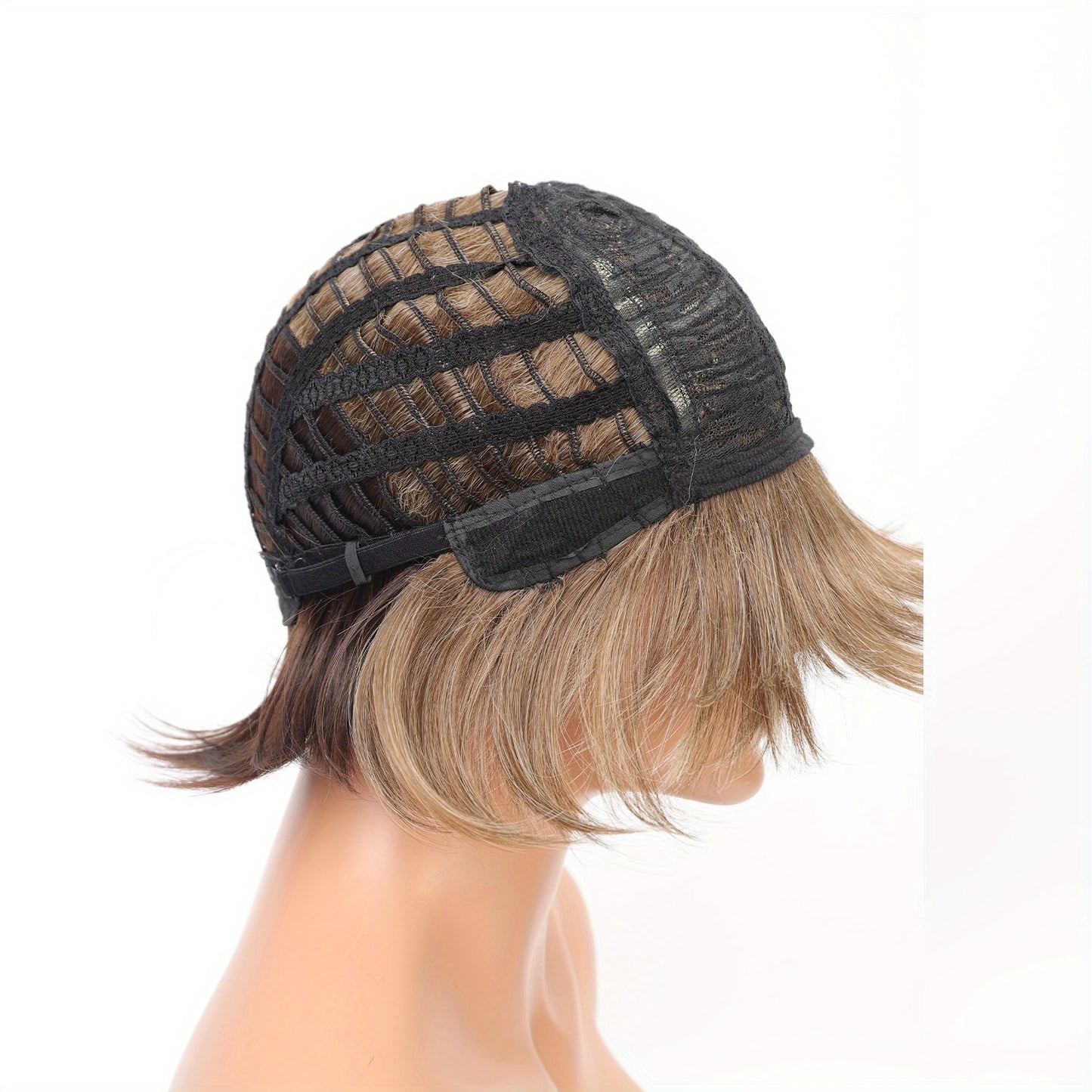 Stylish Highlight Brown Pixie Cut Wig with Bangs - Perfect for Women and Girls - Short Straight Synthetic Non-Lace Wig