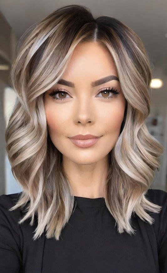 Extension per capelli 100% Remy, base in seta, con clip, castano sfumato, grigio cenere, capelli bianchi, per donne che perdono i capelli.
