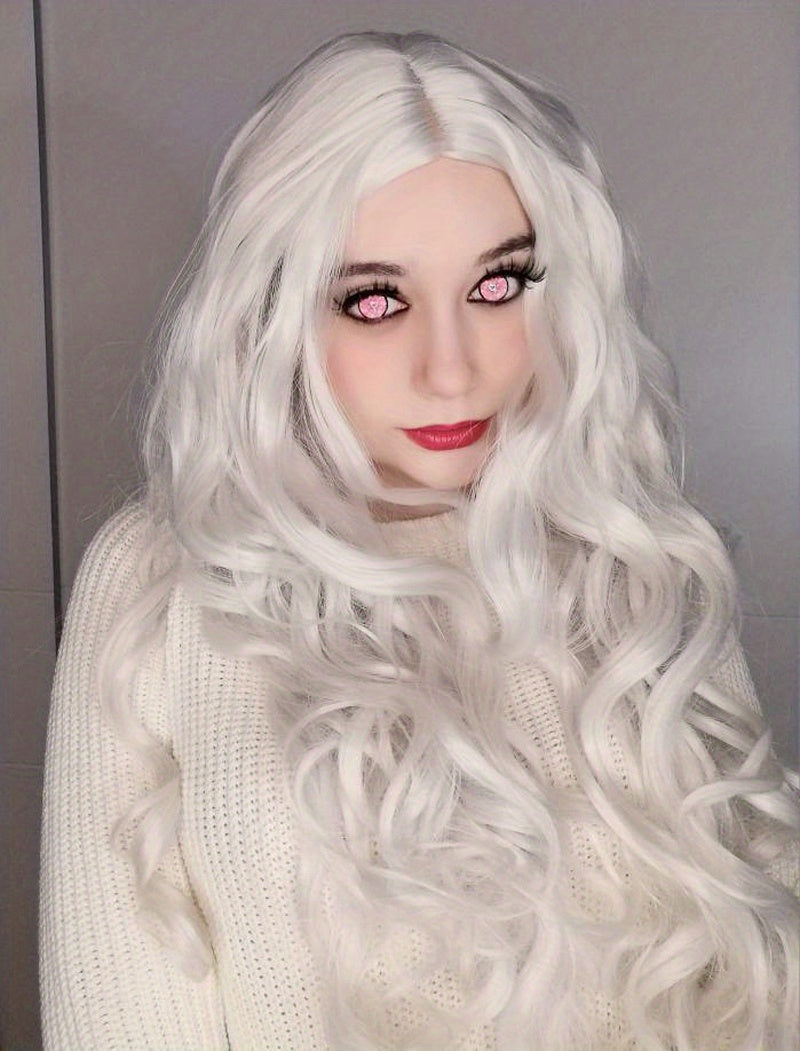 Synthetic Hair Wigs Silvery Long Braided Costume Cosplay Queen Wig For Women For Halloween Party