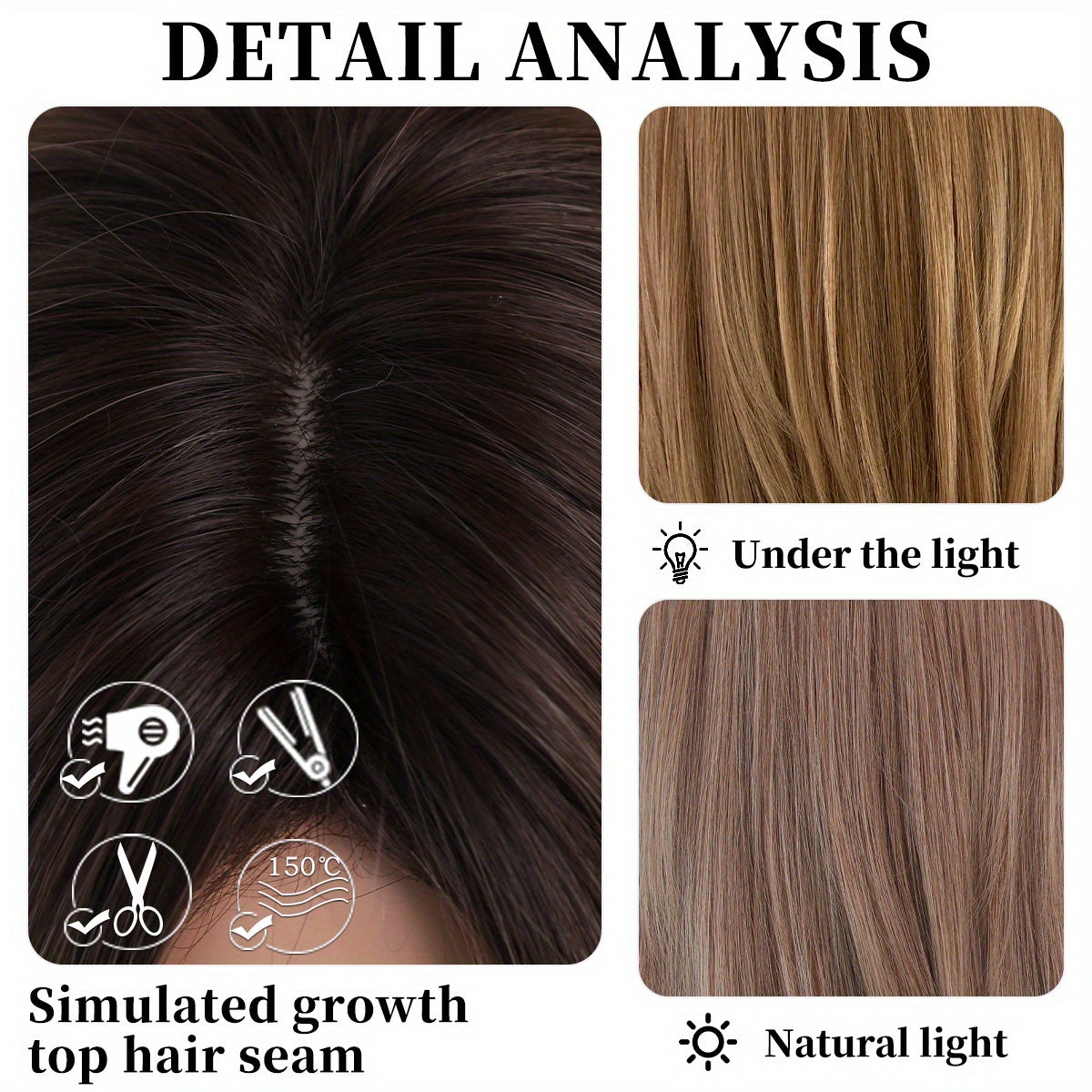 Heat Resistant Long Wavy Honey Blonde Wig with Bangs for Women - Natural Synthetic Brown Wig with Layered Style